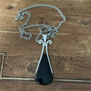 Avon Large Ebony Teardrop Vintage Necklace